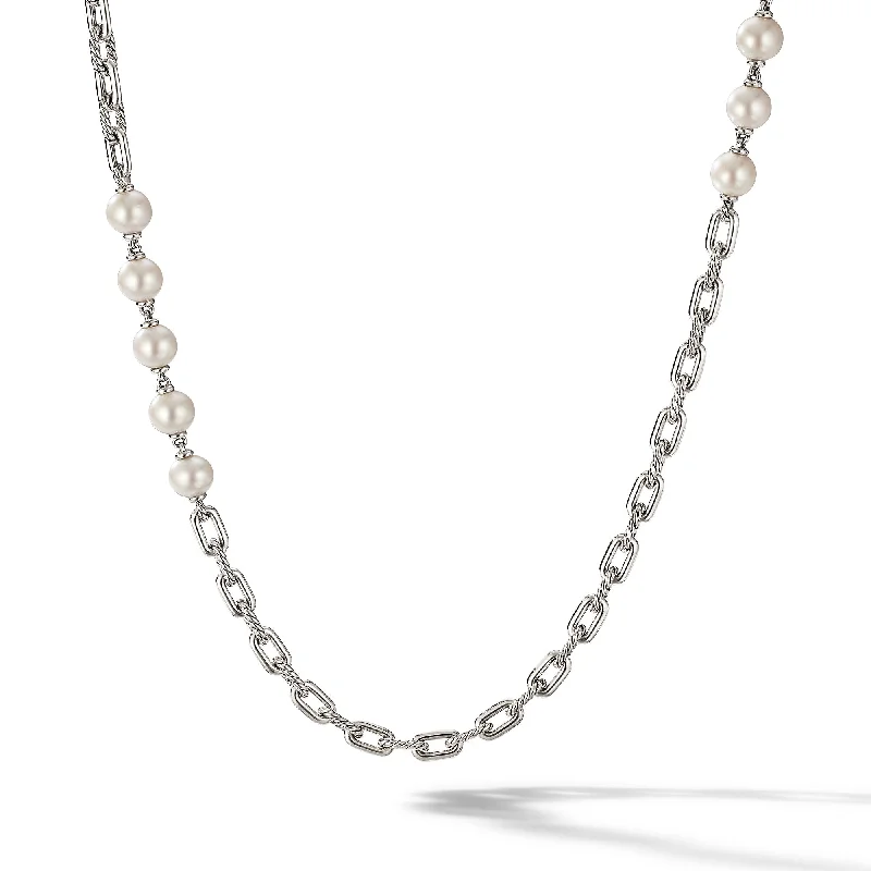 Handmade Chain Necklace-DY Madison® Pearl Chain Necklace in Sterling Silver with Pearls\, 8.5mm