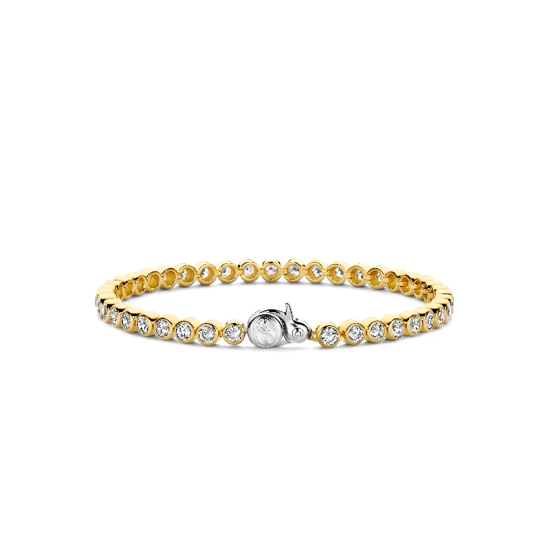 Personalized Custom Cuff Bracelet-Ti Sento Gold Cubic Zirconia Tennis Bracelet