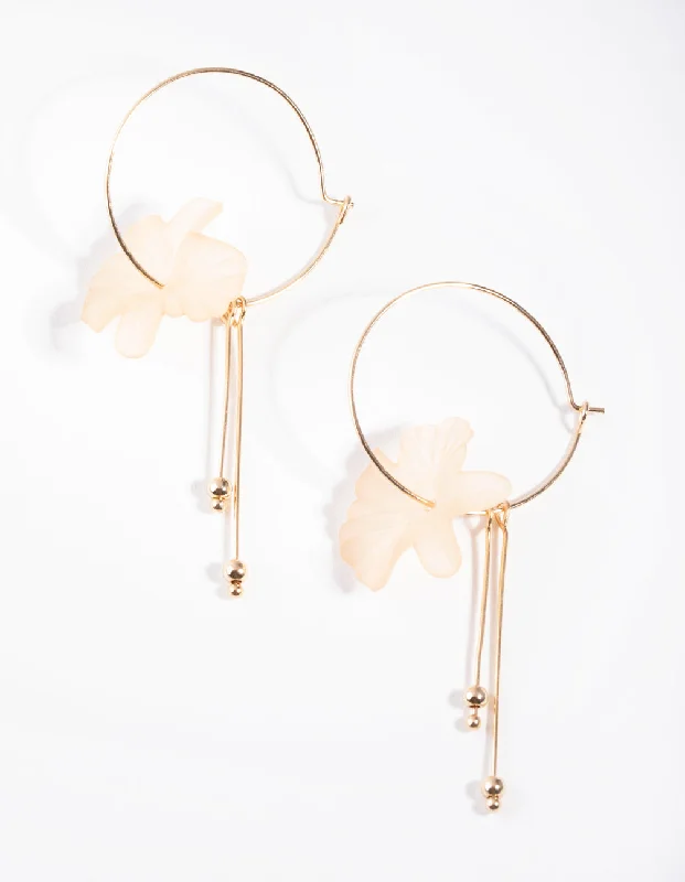 Simple Sterling Silver Earrings-Gold Acrylic Flower Hoop Earrings