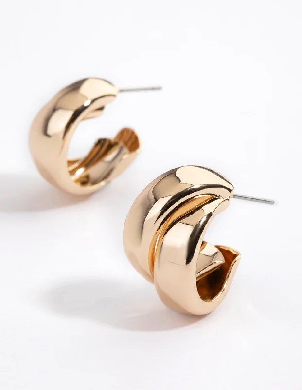 Cute Drop Earrings-Gold Multi Double Hoop Drop Earrings