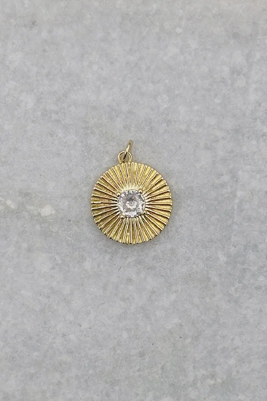 Elegant Diamond Necklace-Round CZ Fluted Coin Charm