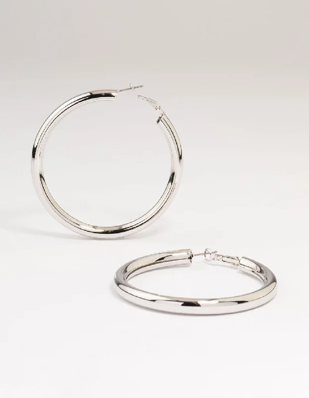 Adjustable Silver Earrings-Silver Tube Hoop Earrings