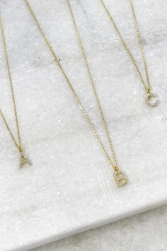 Crystal Necklace for Women-Delicate CZ Initial Necklace