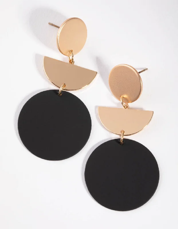 Golden Pearl Earrings-Gold Coated Disc Drop Earrings