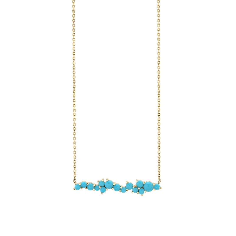 Personalized Pendant Necklace-Gold & Turquoise Cocktail Bar Necklace