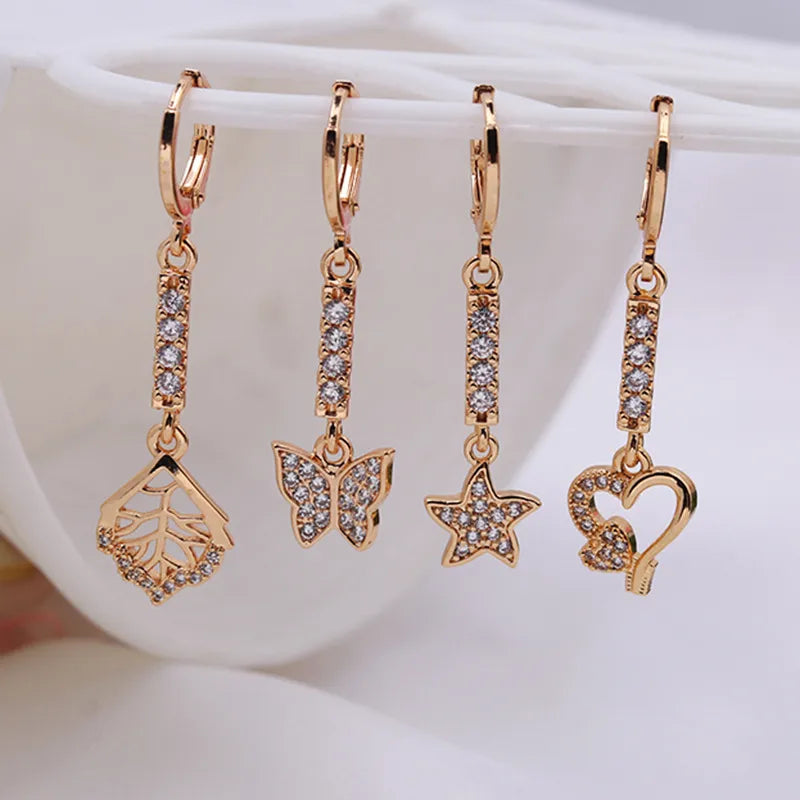 1 Pair Simple Style Classic Style Heart Shape Inlay Copper Zircon Drop Earrings