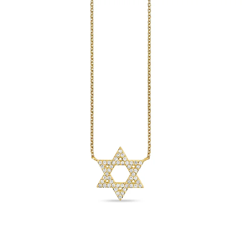 Vintage Charm Necklace-Gold & Diamond Star of David Necklace