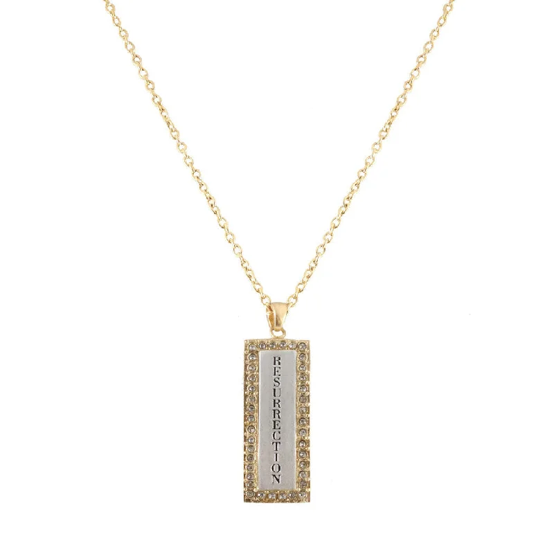 White Diamond Necklace-GOLD PAVE CRYSTAL RESURRECTION NECKLACE