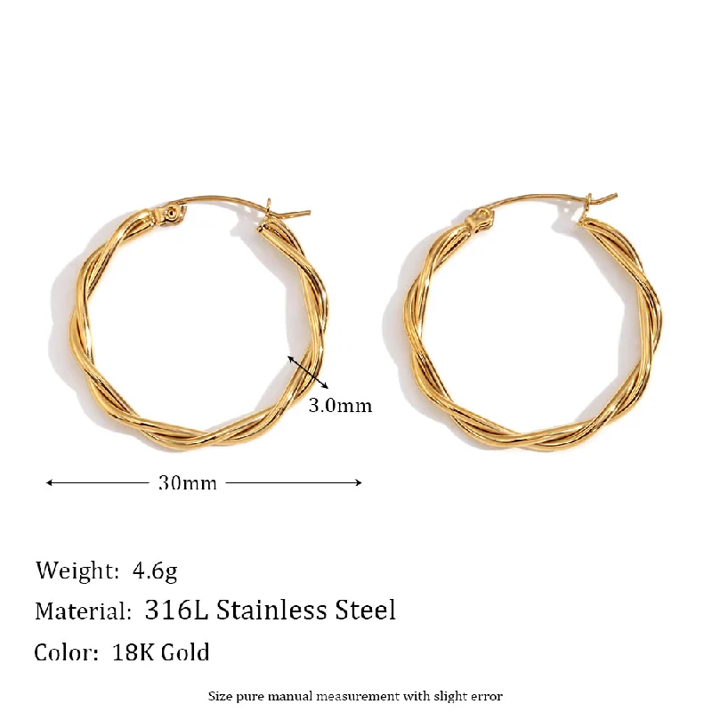 Fine Linen Wreath Earrings-Golden-30mm