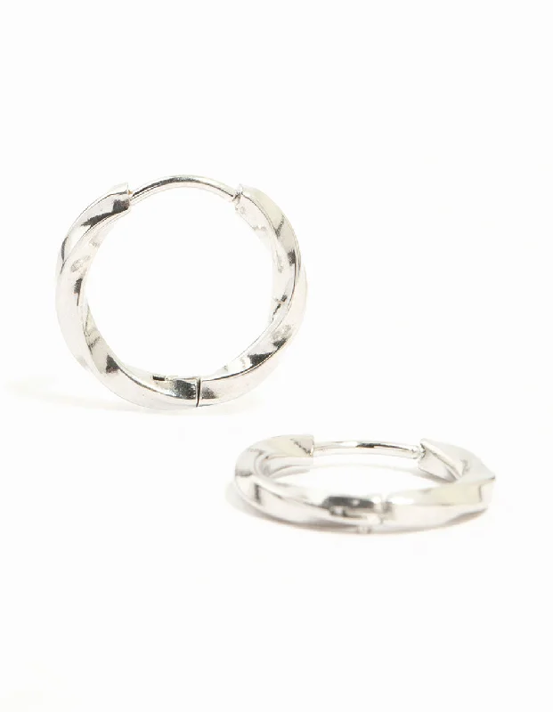 Fashion Hoop Earrings-Waterproof Stainless Steel Twisted Hoop Earrings