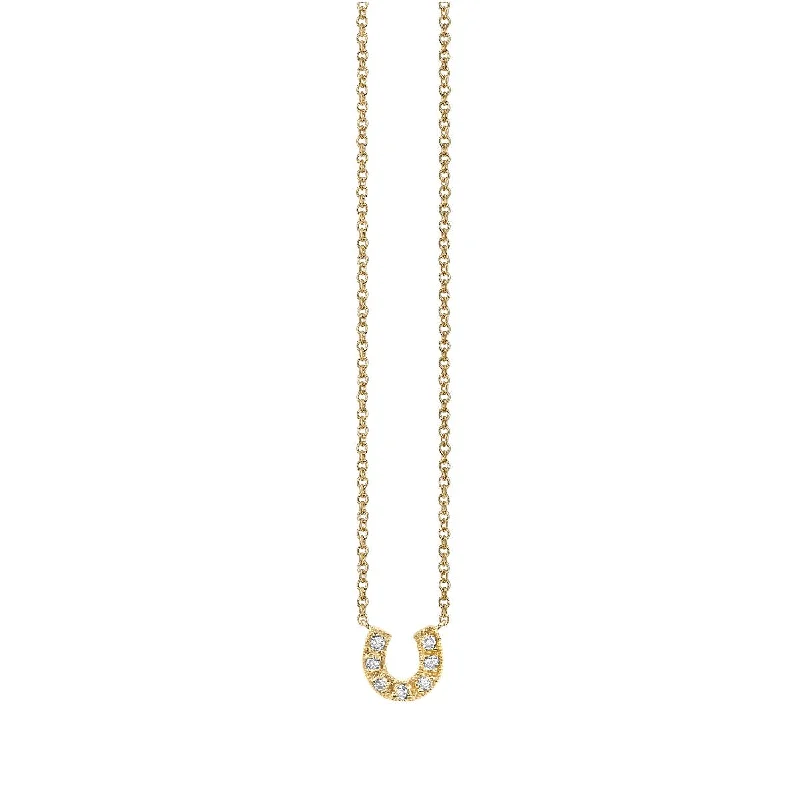 Trendy Layered Necklace-Gold & Diamond Small Horseshoe Necklace