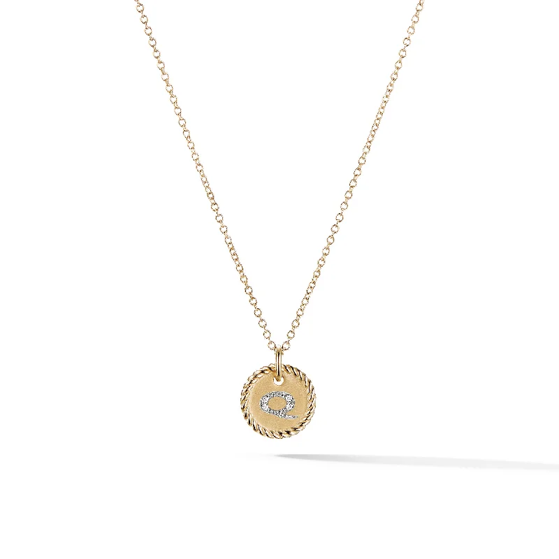 Multi-Layer Chain Necklace-Initial Charm Necklace in 18K Yellow Gold with Diamond Q