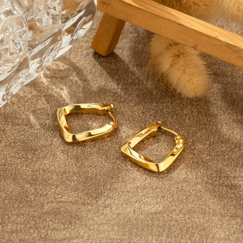 1 Pair Vintage Style Solid Color Plating Stainless Steel Gold Plated Earrings