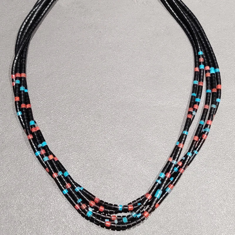 Luxury Charm Necklace-Ronald Chavez Kewa Sterling Silver Turquoise Bead Necklace - Handmade Native American