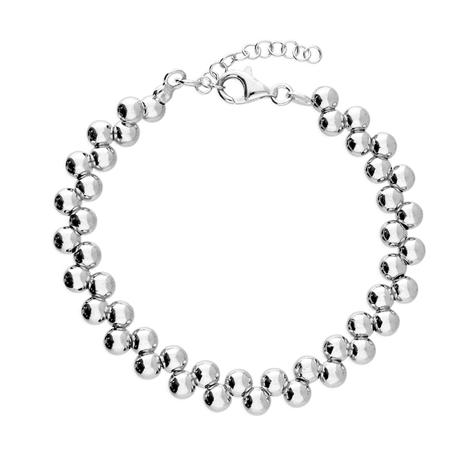 Dainty Gemstone Bangle-Sterling Silver Double Bead Bracelet