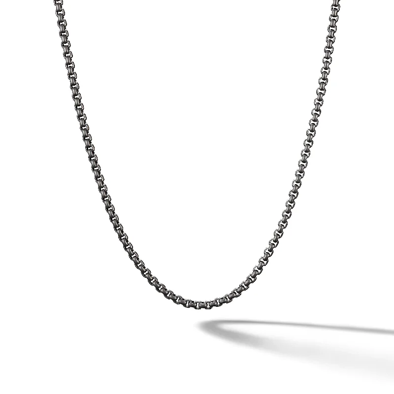 Silver Pendant Necklace-Box Chain Necklace in Stainless Steel\, 2.7mm