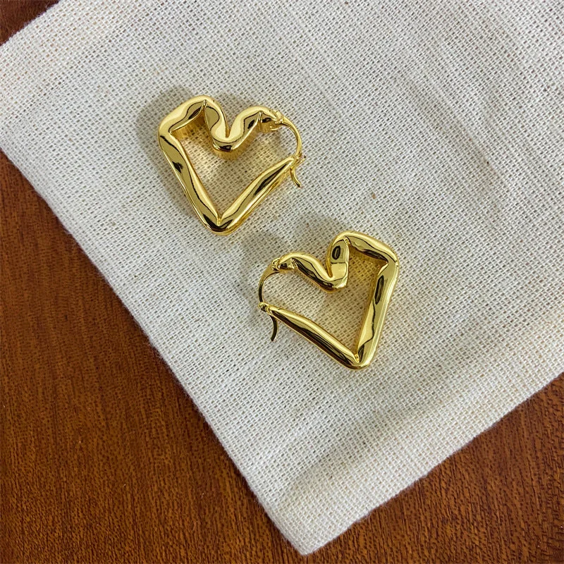 Golden Love Heart Earrings