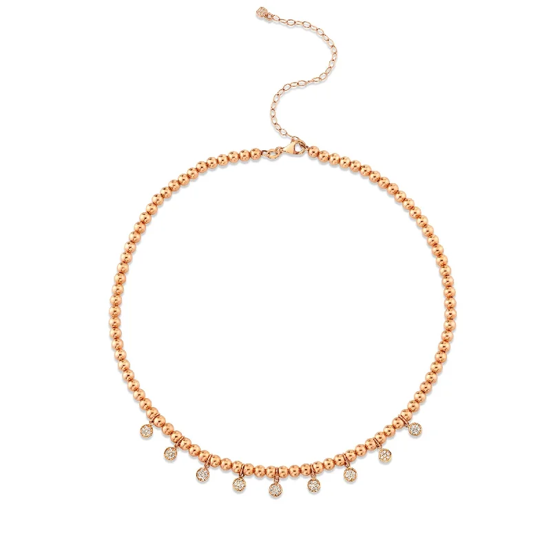 Modern Pendant Necklace-Rose Gold & Diamond Multi Tiny Disc Necklace