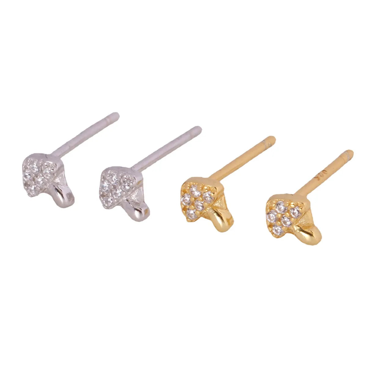 1 Pair Simple Style Flower Inlay Sterling Silver Zircon Ear Studs