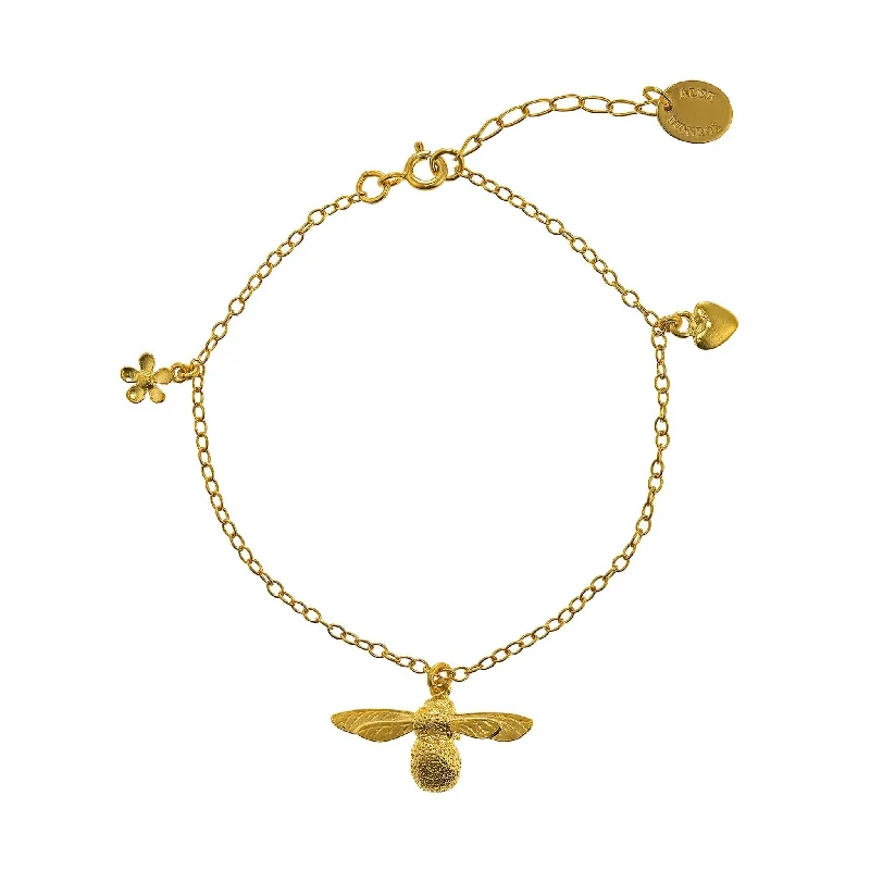 Adjustable Gold Bangle Bracelet-Alex Monroe Baby Bee Bracelet