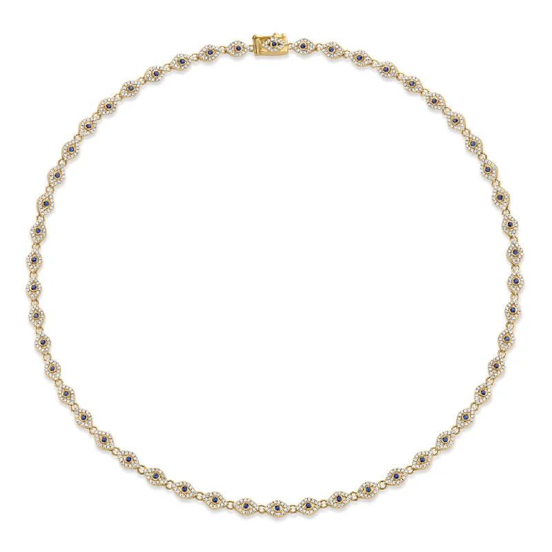 Elegant Crystal Necklace-Gold & Diamond Small Bezel Eye Eternity Necklace