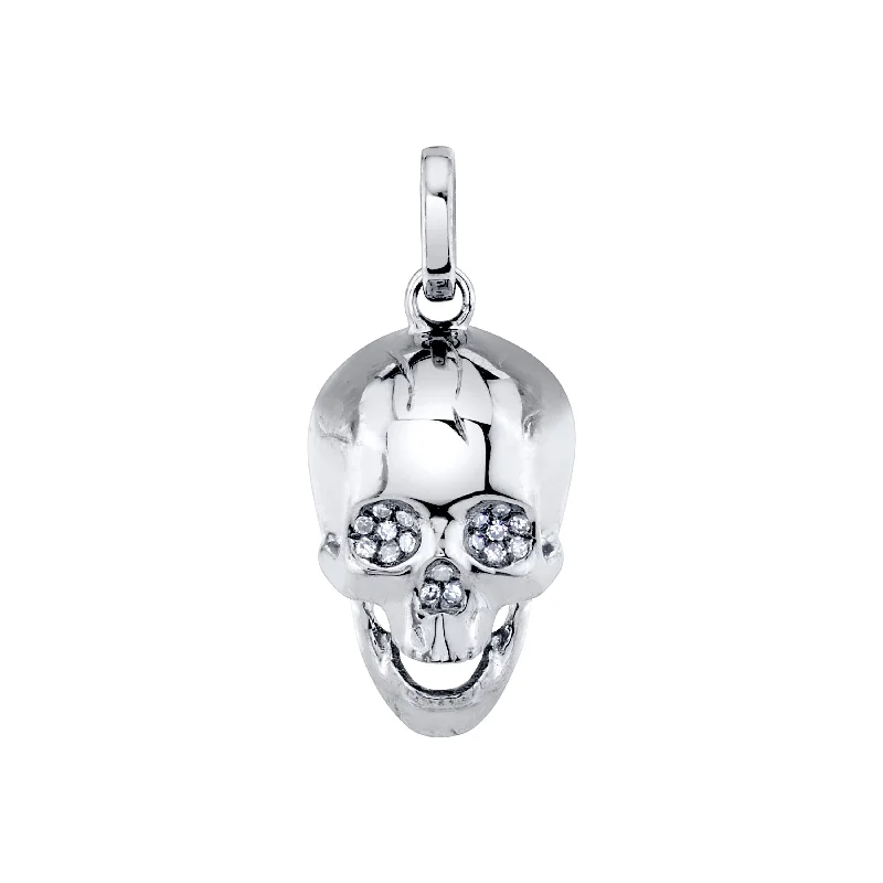 Classic Gemstone Pendant Necklace-DIAMOND EYES SKULL PENDANT