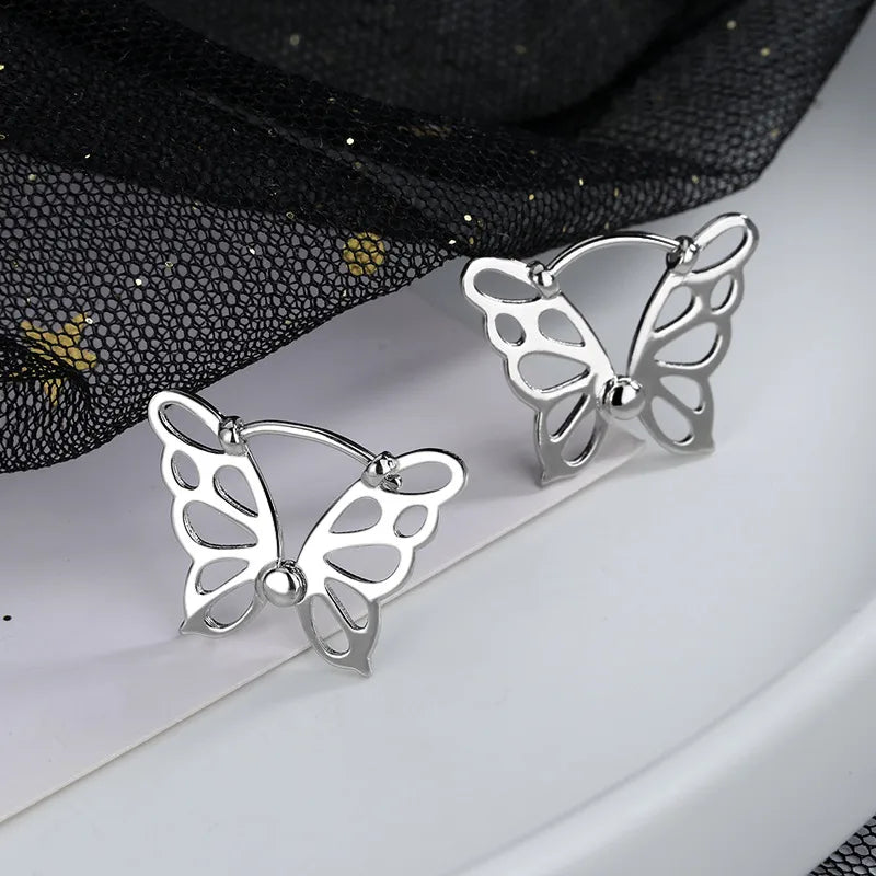 1 Pair Ig Style Butterfly Hollow Out Copper Ear Studs