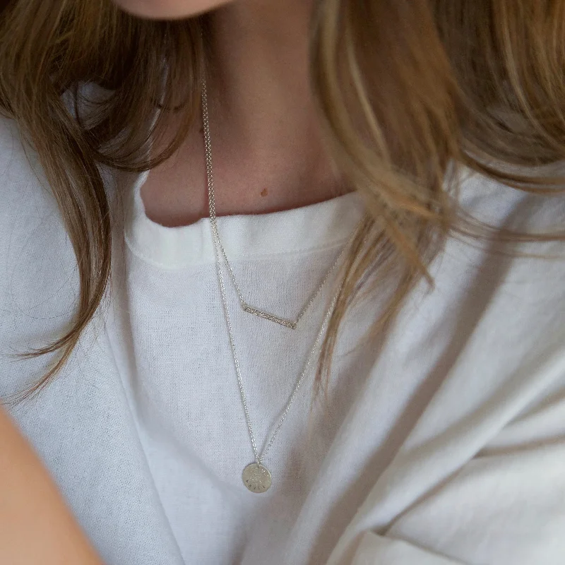 Gold Beaded Necklace-DIAMOND DUSTED HORIZON NECKLACE