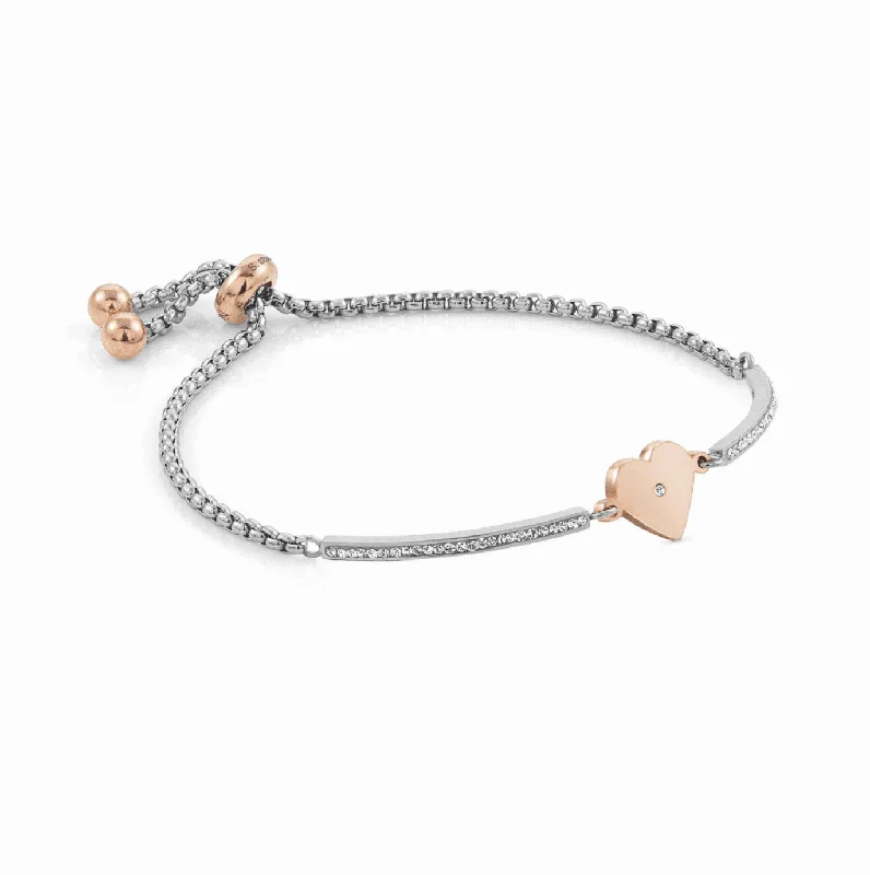 Colorful Charm Bracelet for Kids-Nomination Milleluci Rose Gold and Stainless Steel Heart Bracelet