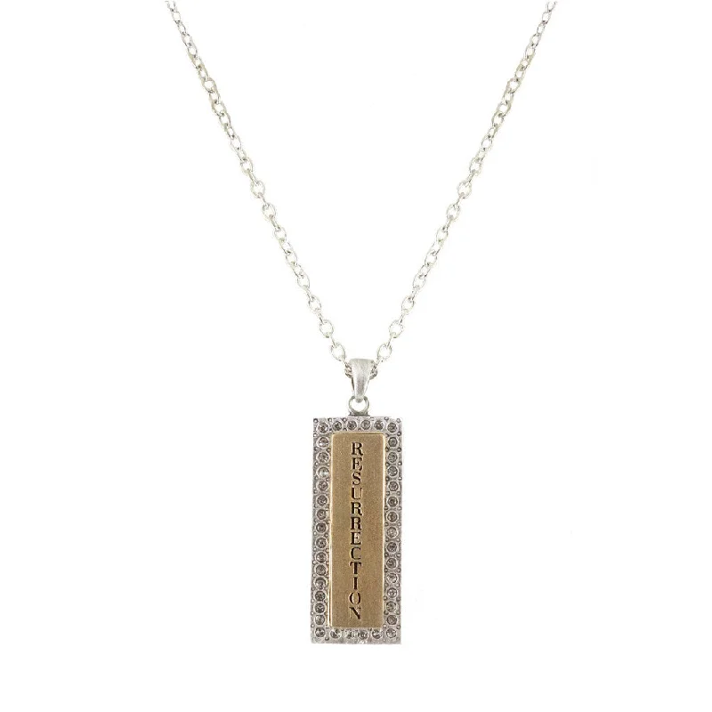 Fashionable Pendant Necklace-VINTAGE SILVER PAVE CRYSTAL RESURRECTION NECKLACE