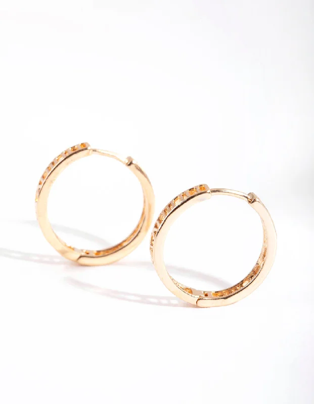 Emerald Earrings for Women-Gold Roman Numeral Hoop Earrings