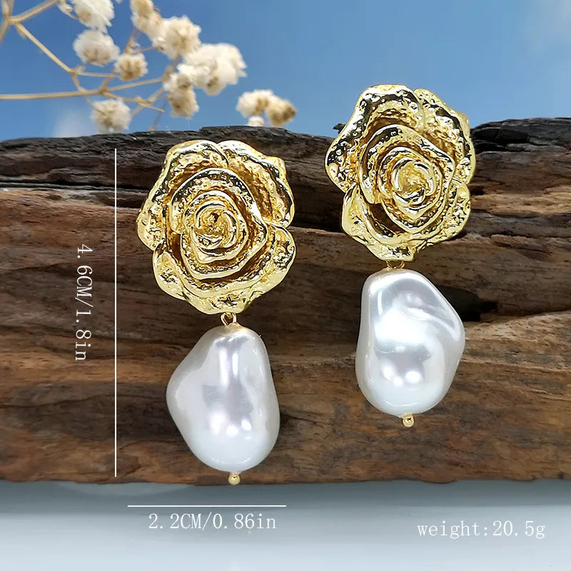 Rose Stud Earrings Pearl