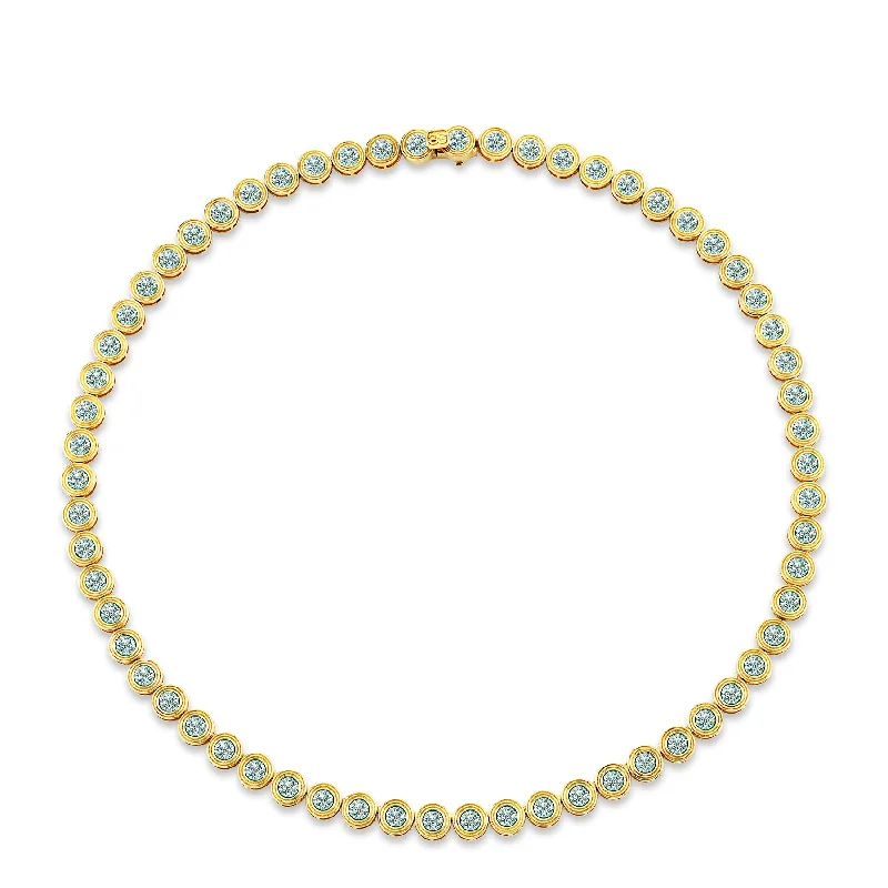 Birthstone Pendant Necklace-Gold & Diamond Large Fluted Eternity Necklace