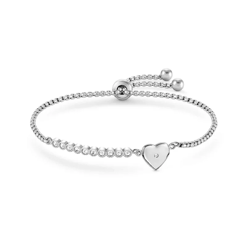 Personalized Silver Bangle-Nomination Milleluci Cubic Zirconia Heart Toggle Bracelet