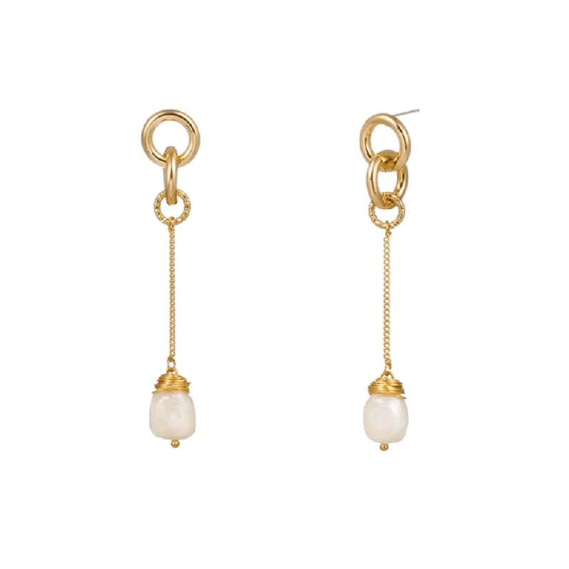 Chic Drop Earrings-Pearls Drop Earrings with Baroque Freshwater Pearl