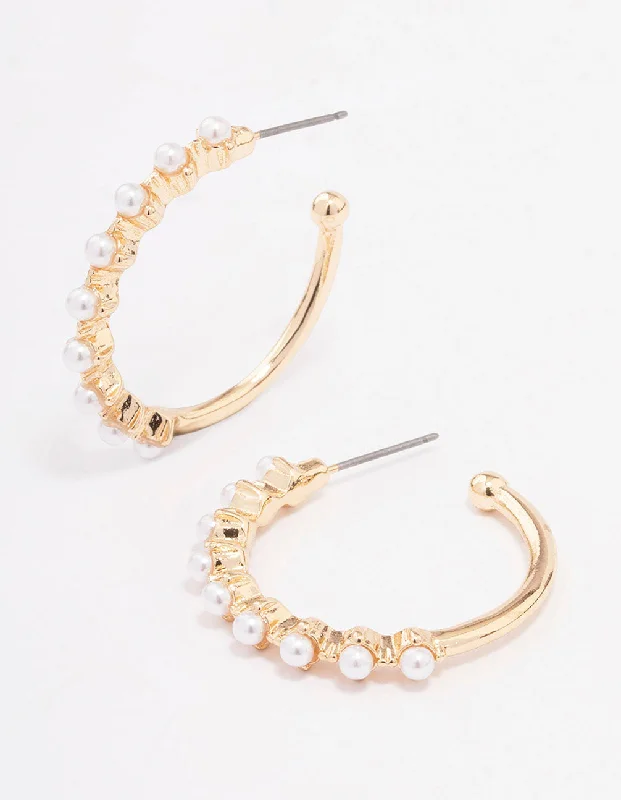 Elegant Drop Earrings-Gold Encased Round Diamante Hoop Earrings