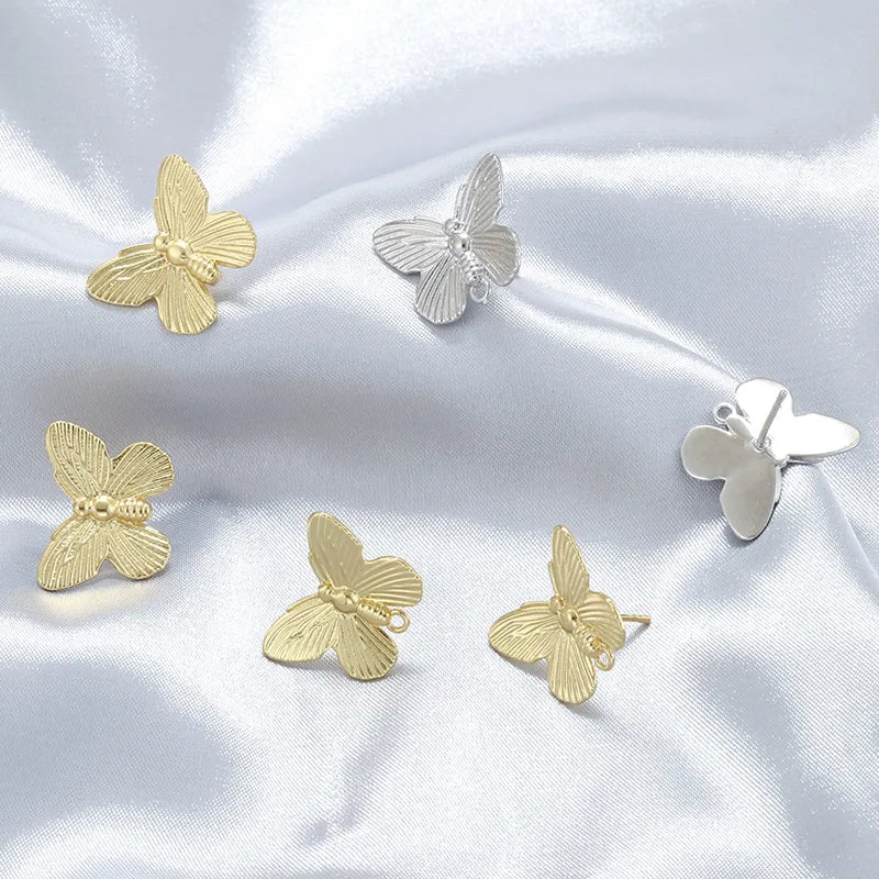 1 Pair Casual Elegant Vintage Style Butterfly Plating Copper 18K Gold Plated Ear Studs