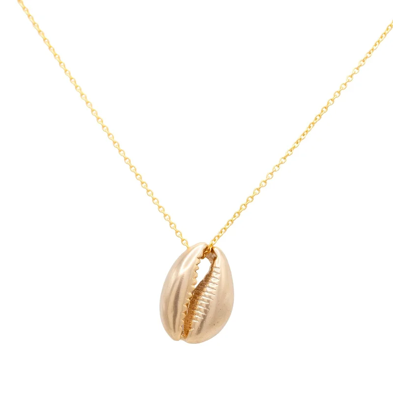 Heart Shaped Gold Necklace-Cowrie Shell Charm Necklace