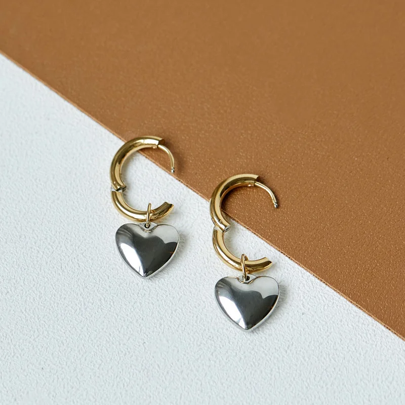 Peach heart earrings