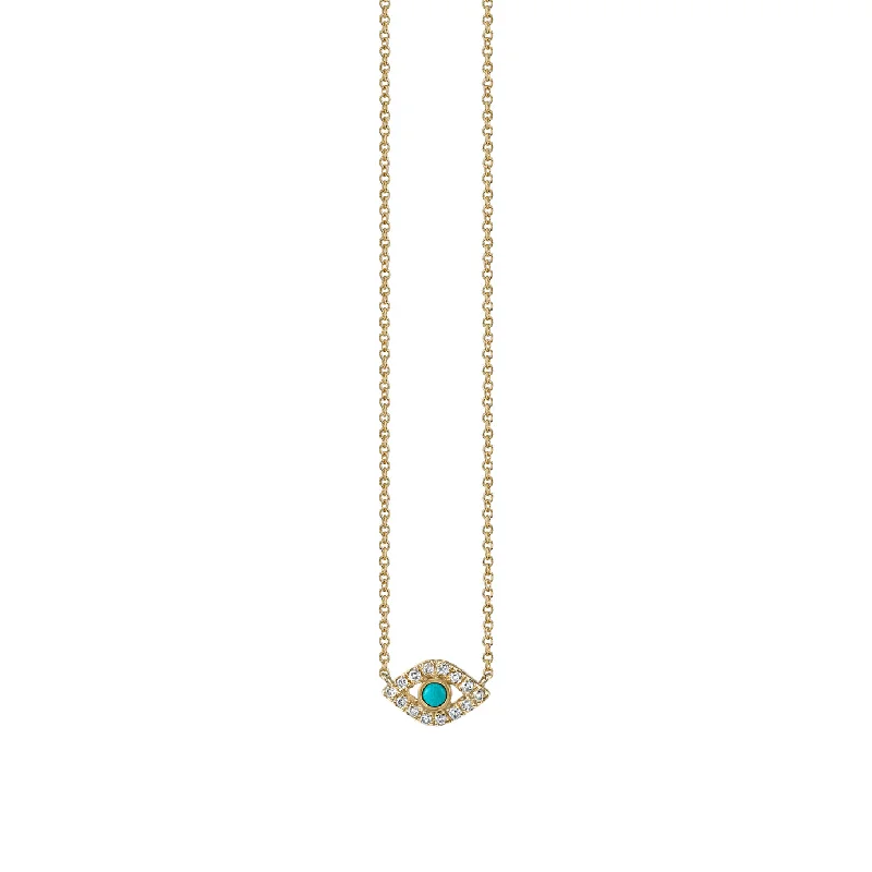 Elegant Diamond Necklace-Gold & Diamond Mini Bezel Eye Necklace