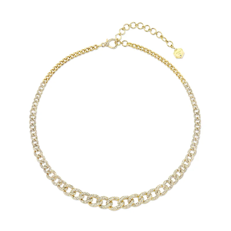 Minimalist Charm Necklace-READY TO SHIP DIAMOND GRADUAL PAVE LINK NECKLACE