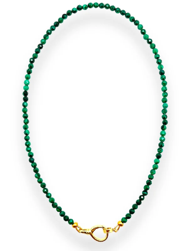 Minimalist Gemstone Necklace-Malachite Beaded Necklace