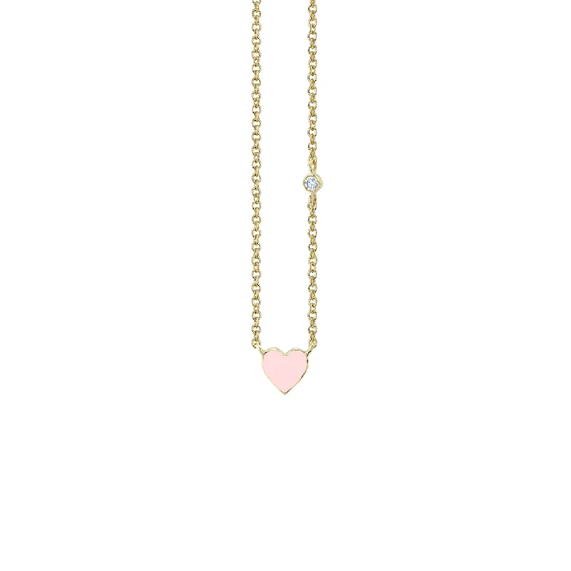 Elegant Pearl Necklace-Gold & Enamel Mini Heart Necklace