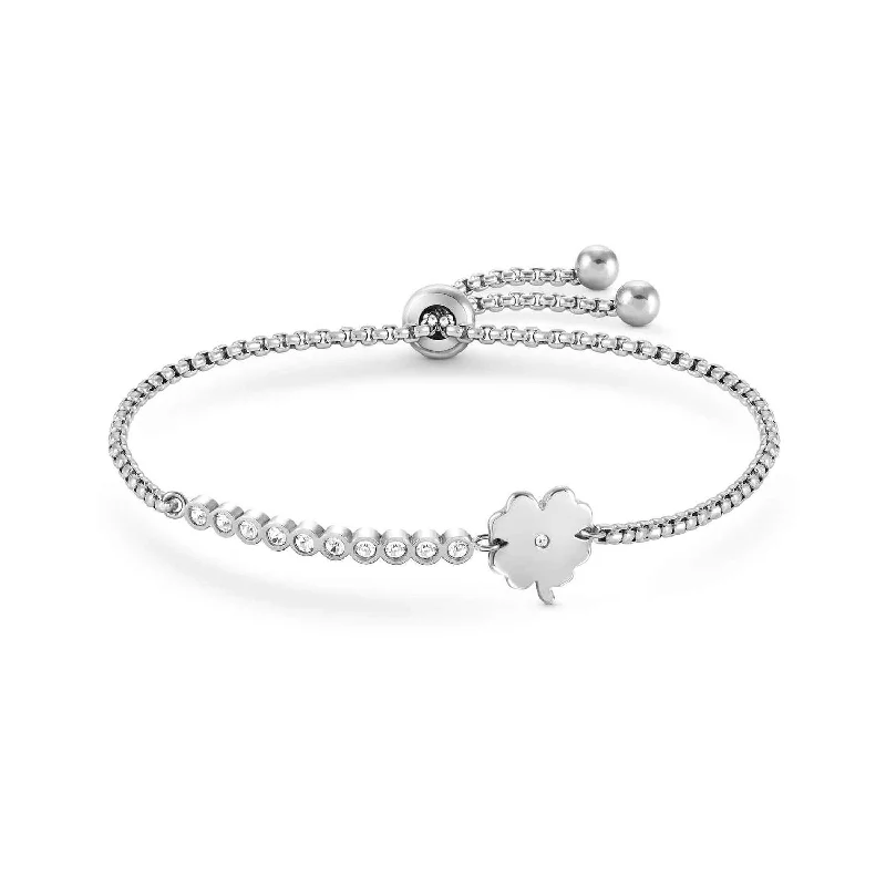 Men’s Engraved Bracelet-Nomination Milleluci Silver Four-Leaf Clover Toggle Bracelet