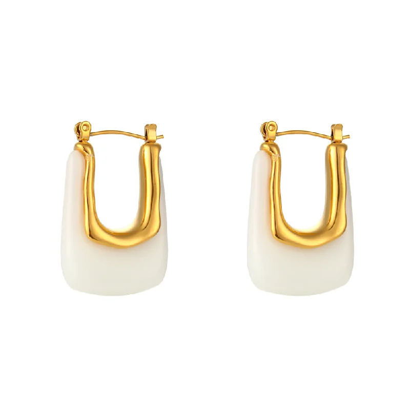 Acrylic U-Shaped Earrings-White