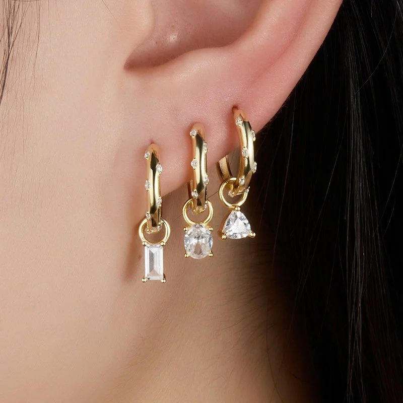 1 Pair Elegant Color Block Plating Inlay Sterling Silver Zircon 18k Gold Plated Drop Earrings