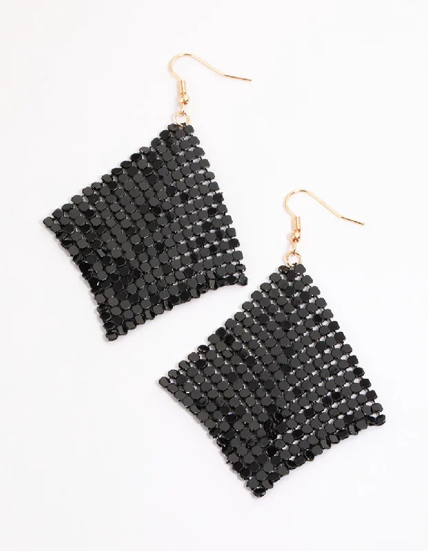 Custom Earrings with Name-Black Basic Chainmail Drop Earrings