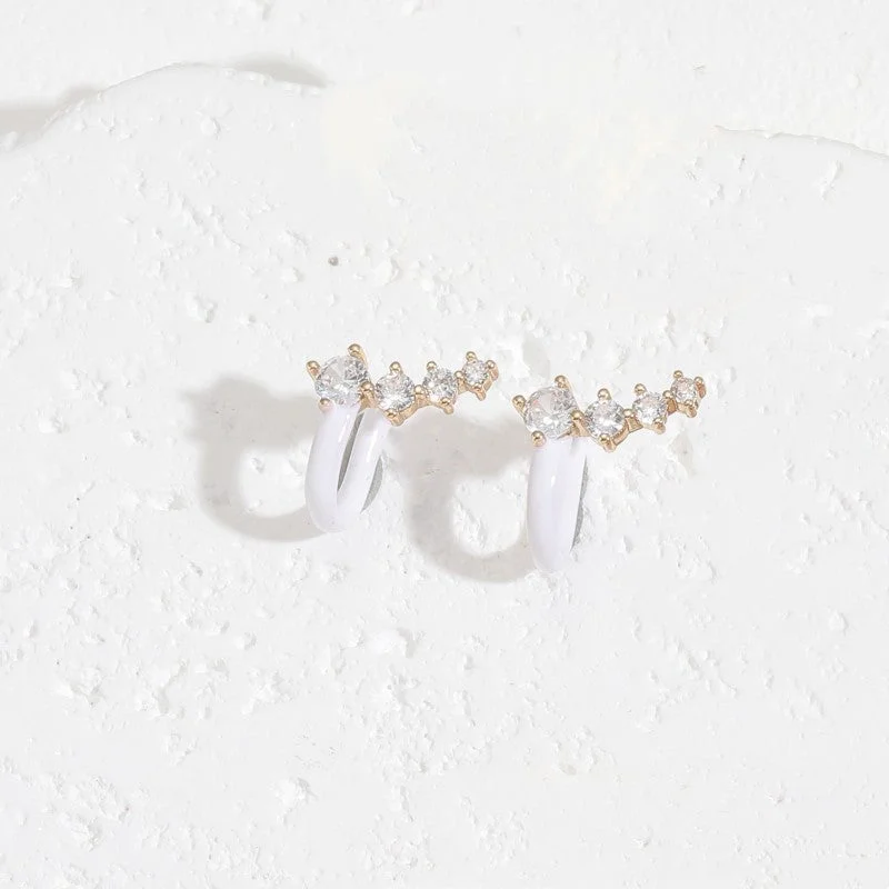 Small C- Shaped Enamel Earrings