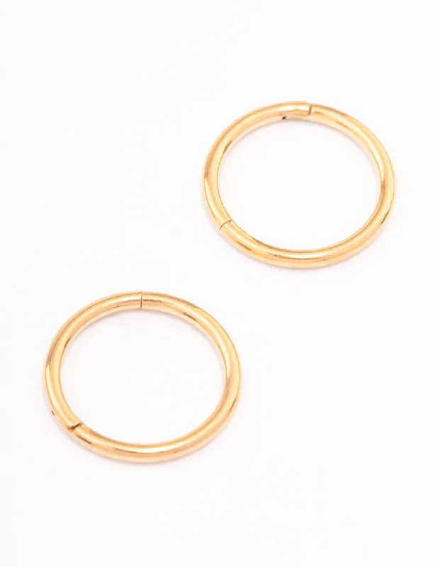 Cute Drop Earrings-Gold Plated Plain Clicker Earrings 7mm