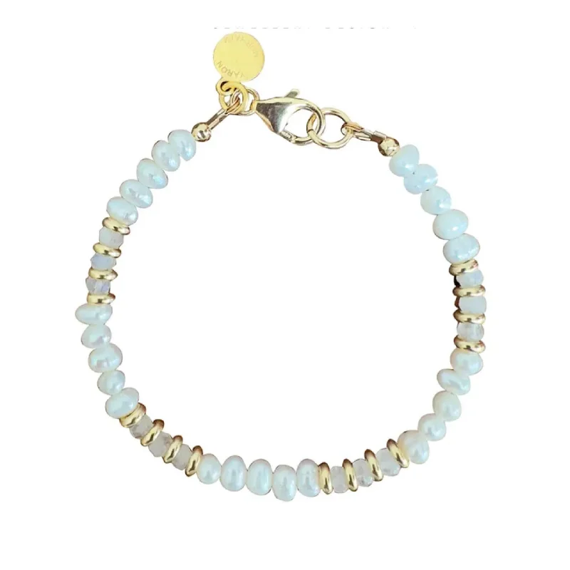 Men’s Silver Bracelet-Yaron Morhaim Gold Pearl and Moonstone Bracelet